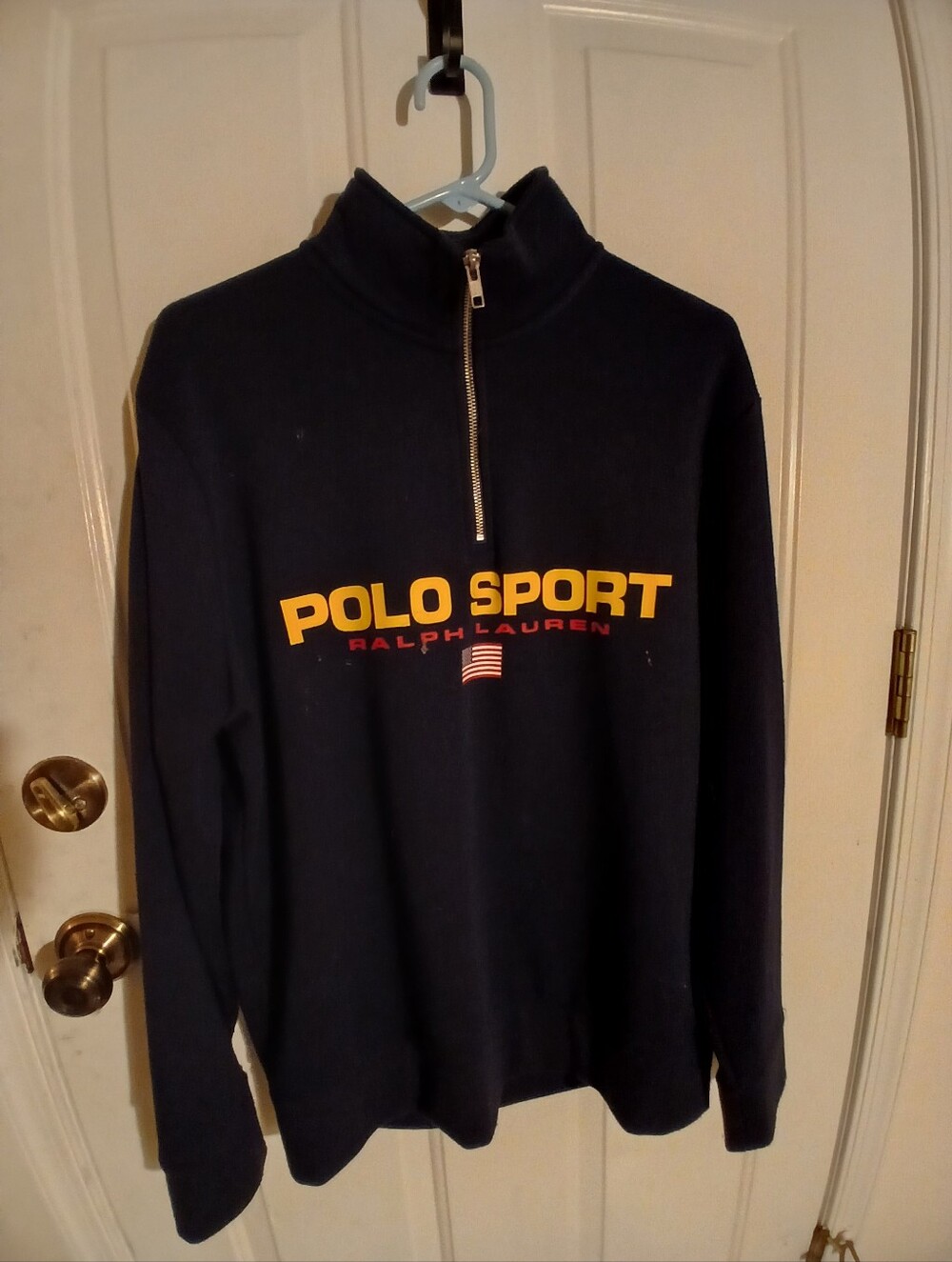 Mens Polo Sport Half Zip Up Pullover Navy Ralph Lauren Large